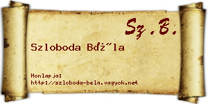 Szloboda Béla névjegykártya